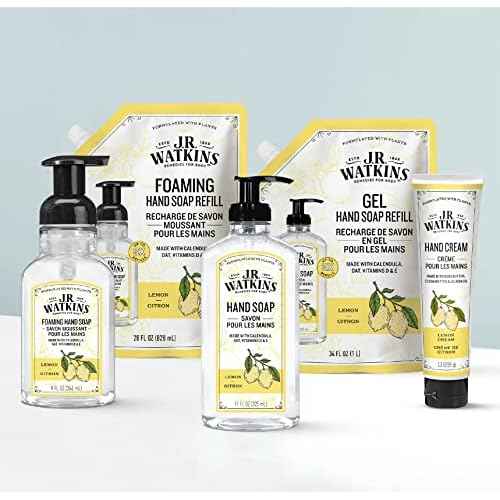 J.R. Watkins Natural Moisturizing Hand Cream, Hydrating Hand Moisturizer with Shea Butter, Cocoa Butter, and Avocado Oil, USA Made and Cruelty Free, 3.3oz, Lemon Cream, Single