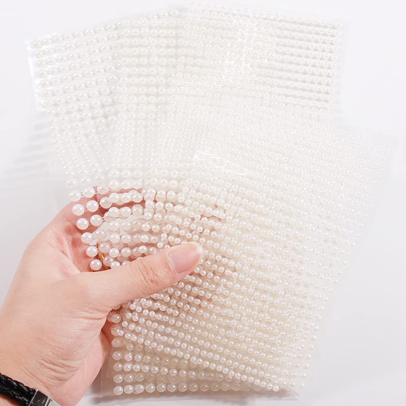 Pearl Makeup Rhinestone Stickers - 3D Self-Adhesive Eye Gems for Face & Body | White Pearl Nail Art Decor