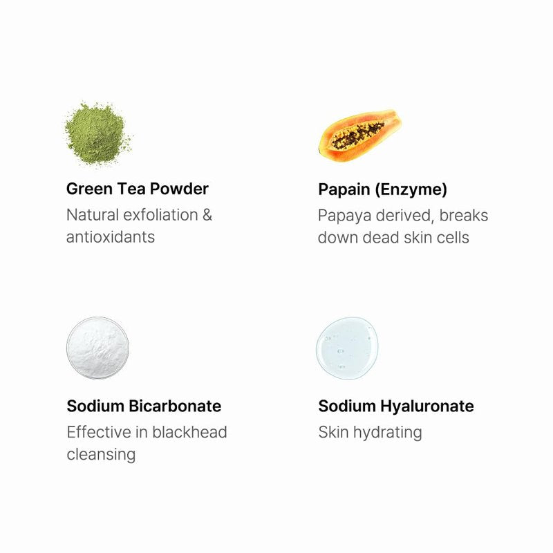 BY WISHTREND Green Tea & Enzyme Powder Wash, Gentle Face Wash for Sensitive Skin, Removes Impurities, Facial Cleanser for Dry Skin, Korean Skincare, Fragrance Free, 110g / 3.88 Oz