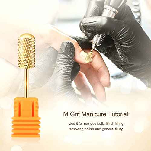 Nail Drill Bit Set, Corfulra 3pcs Safety Bits for Nail Drill, Tungsten Carbide Nail Drill Bits, Smooth Round Top Large Barrel Bits, Nail Supplies for Nail Tech to Remove Acrylic Nails (XF & M & XC)