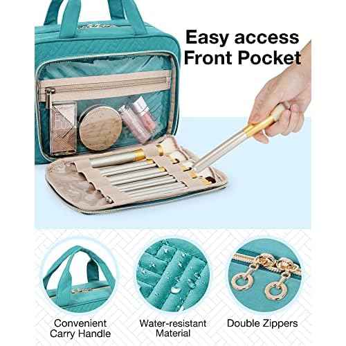 BAGSMART Toiletry Bag Hanging Travel Makeup Organizer with TSA Approved Transparent Cosmetic Bag Makeup Bag for Full Sized Toiletries, Large-Blue