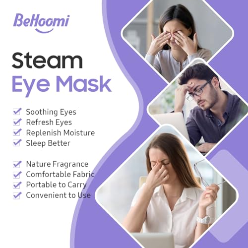 20 Packs Steam Eye Mask, Heated Eye Mask Warm Compress for Eyes, Disposable Self Heating Steam Mask for Home, Sleep, Spa, Travel Essentials & Relaxation Gifts for Women (Lavender)