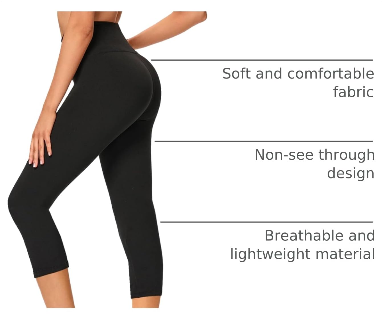 GAYHAY High Waisted Capri Leggings for Women - Soft Slim Yoga Pants for Running Cycling Workout