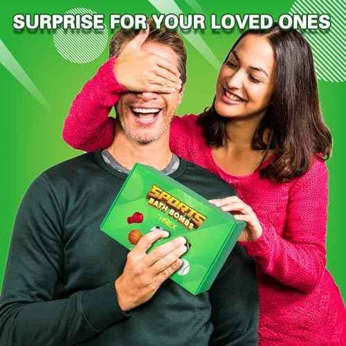 Sports Themed Bath Bombs Gift Set ? 6 Piece Novelty Fizzy Balls with Basketball, Tennis, Baseball, Soccer, Football & Boxing ? Fun Spa Kit for Kids, Teens, Men & Women ? Self Care & Relaxation