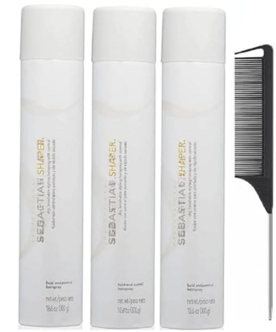 Shaper - Hold And Control Hairspray - 10.6 Ounces Pack Of 3 (Includes Steel Comb Black)