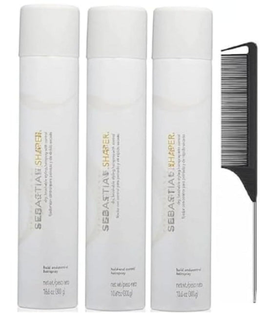 Shaper - Hold And Control Hairspray - 10.6 Ounces Pack Of 3 (Includes Steel Comb Black)