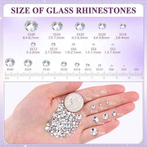2000PCS SS20/5mm Glass Crystal Rhinestones (Clear), Flatback Clear Rhinestones for Bedazzling Crafting DIY Crafts Nail Art Makeup Decoration, Gems Diamond Charms for Tumbler Shoes Clothing Mug