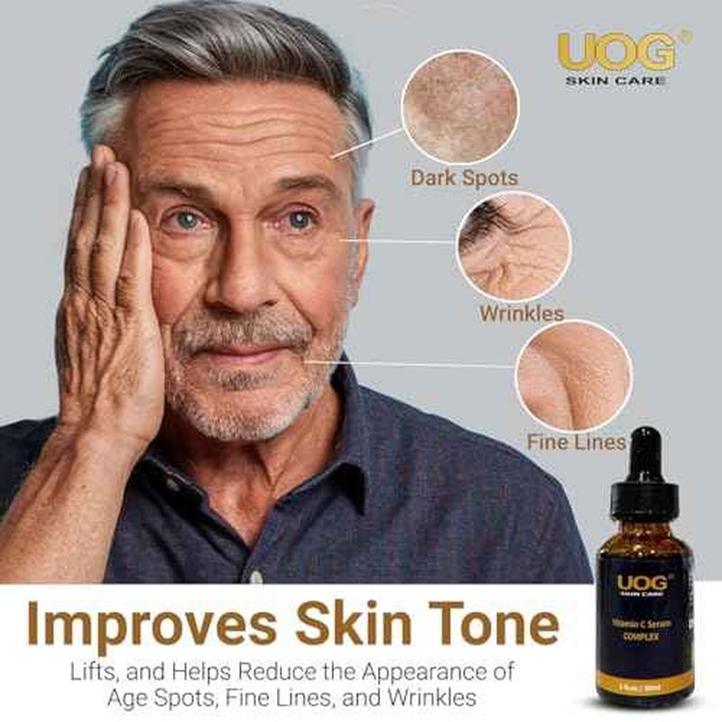 UOG (United One) Super Vitamin C Face Serum - Anti-Aging, Hydrating & Firming Formula, Lifts & Firms Face, Neck, Jawline, Reduces Dark Spots, Fine Lines, Wrinkles, Even Skin Tone.1 Fl Oz - Pack of 3