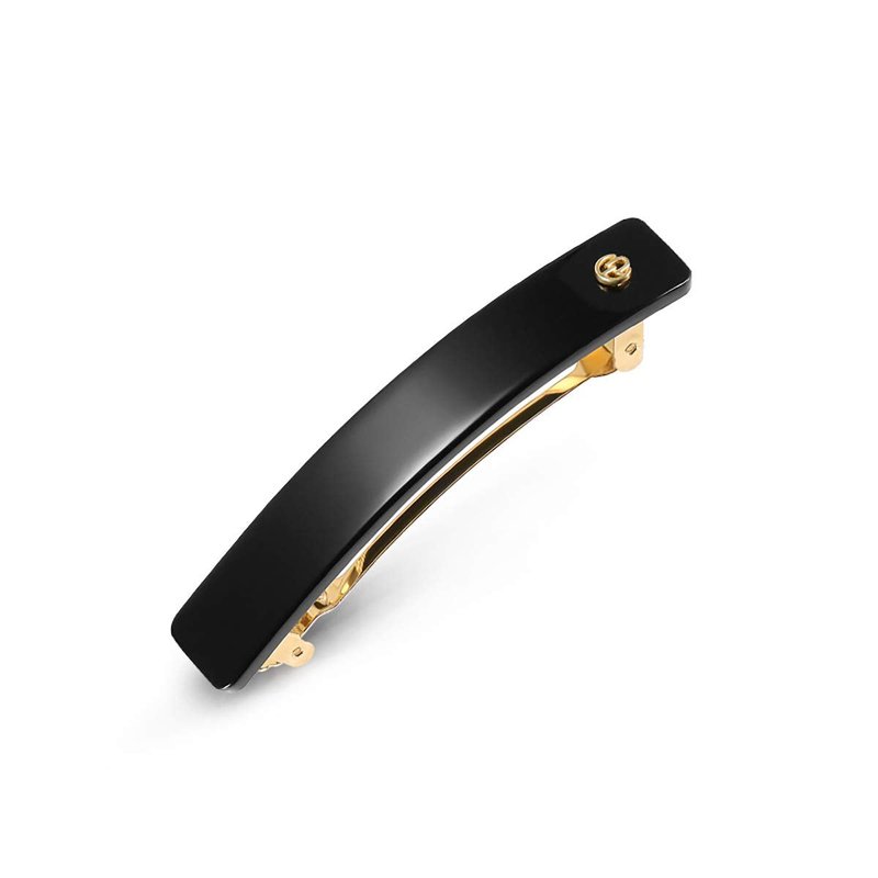 Evita Peroni French Hair Barrettes - No-Slip Clips for Thick & Thin Hair | Black Acetate, Medium Size