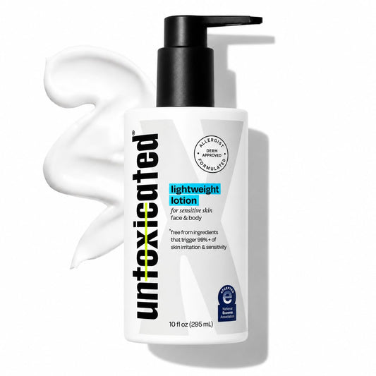 Untoxicated Moisturizing Lotion - Daily Face Moisturizer & Body Lotion for Sensitive Skin - Ceramides & Hyaluronic Acid - No Common Irritants - Non-Comedogenic - Oil-Free - Fragrance Free - 10 Ounce
