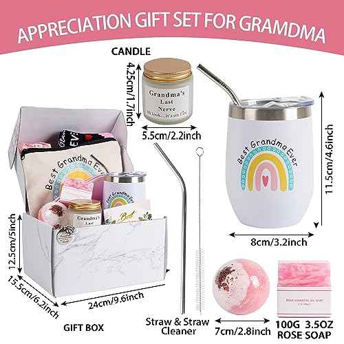 12 Pieces Grandma Gifts Box,Christmas Gifts for Grandma from Granddaughter Grandson,Nana Gift Basket Grandma Birthday Gift for Gigi Grandmother