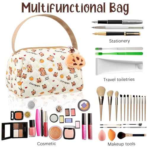 6 Pcs Capybara Gifts for Women Capybara Makeup Bags Kawaii Plush Keychains Small Toiletry Zipper Pouch Wallet Cute Stuffed Animal Keychain Plushies for Birthday Animal Lover Gifts