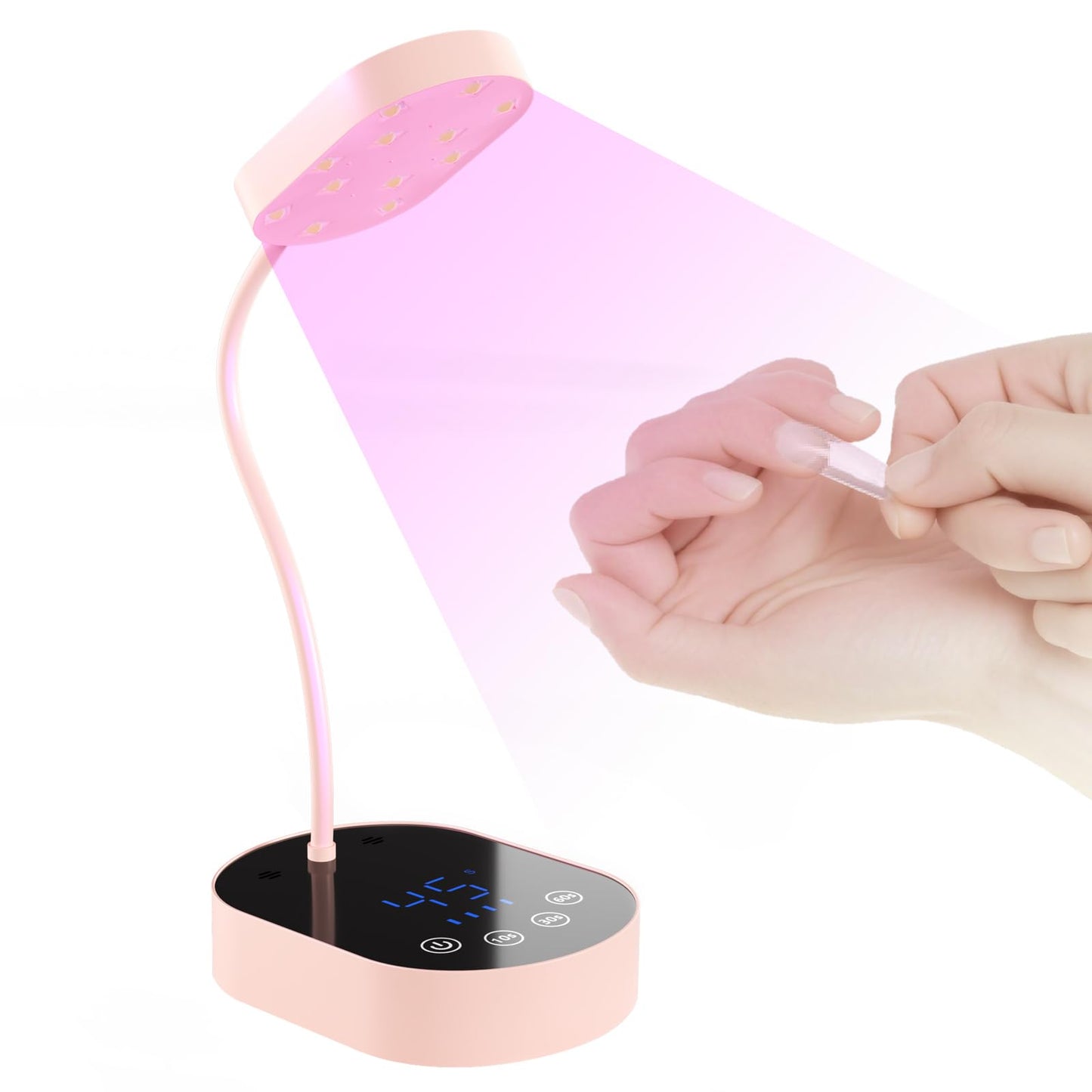 TCHMCITY Flash Cure lamp, 36W Mini Cordless Gel x Nail Lamp Flash Cure, Auto Sensor Gooseneck Portable USB Gel Nail Dryer U V Light with 3 Timers and LCD Display for Home DIY