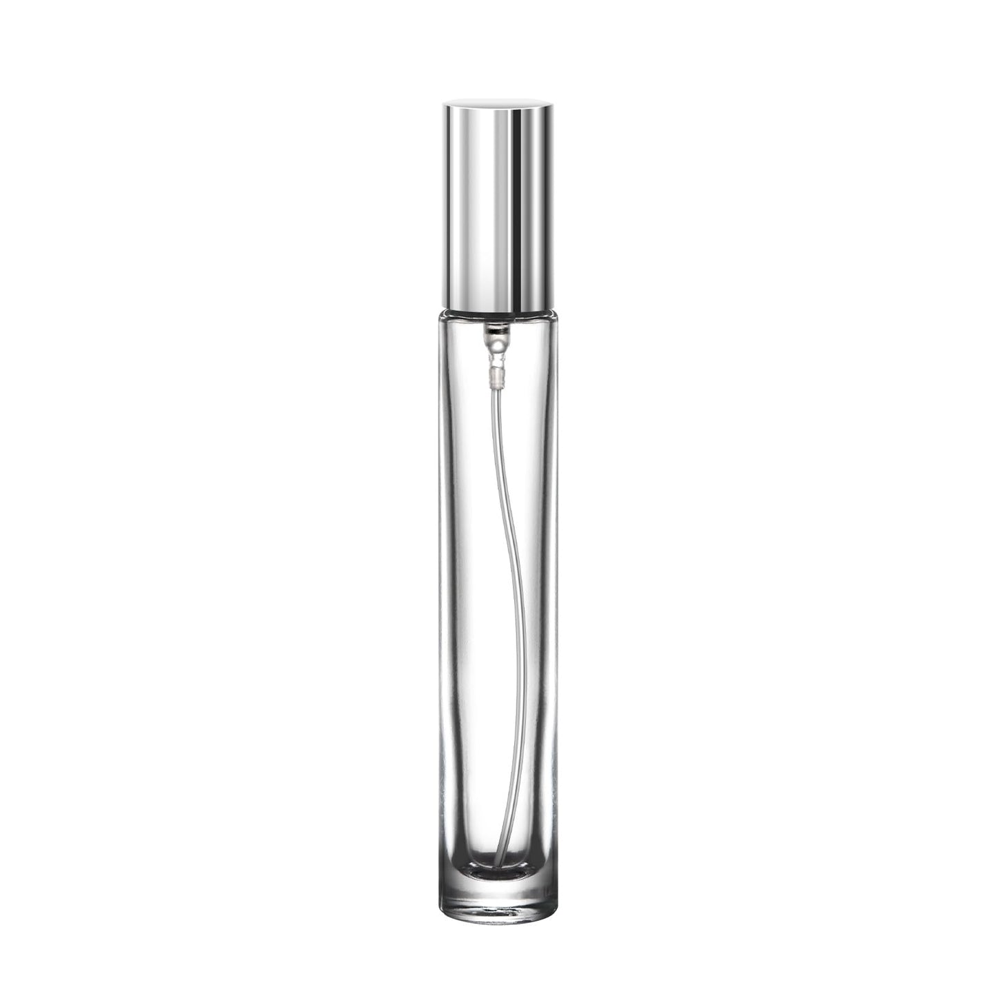 Glassfinity 16 Pack 10ml Empty Perfume Bottles, Refillable Round Glass Spray Atomizers with Funnel, Transfer Pump and Labels, Travel Fragrance Decant Bottles for Samples, Silver Caps