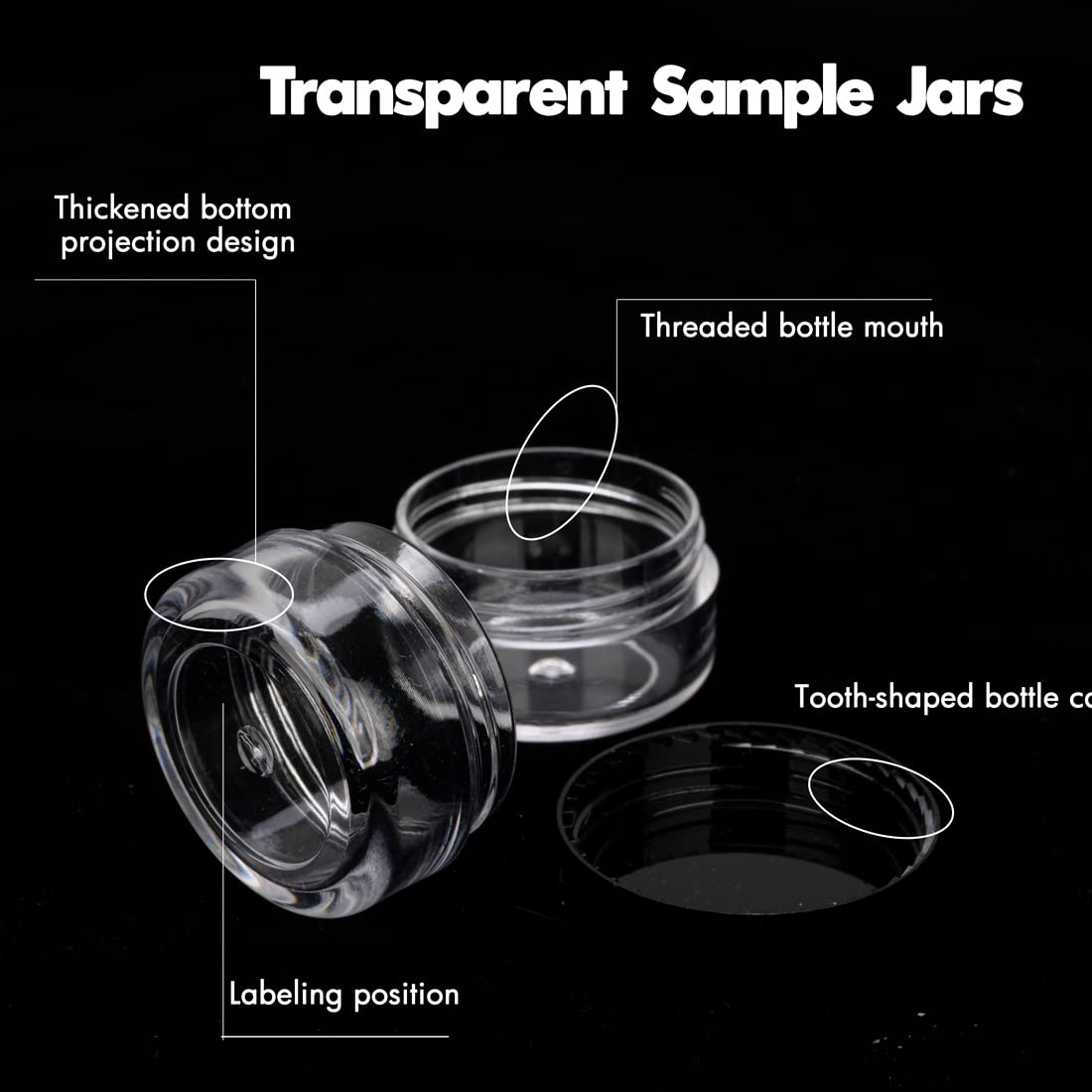 5 Gram Sample Containers With Lids, 200 Count 5ML Jars, Empty Cosmetic Jars for Glitter, Lotion, Cream, Beads - With Labels, Mini Spatulas