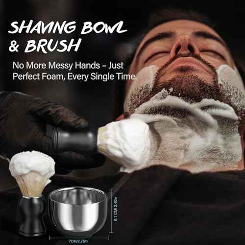 8Pcs Shaving Kit for Men Gift Basket for Christmas Birthday Father's Day Includes Pre-Shave Oil Shaving Cream After Shave Cream 10pcs Razor Blades Safety Razor Shaving Bowl Shaving Brush Beard Bib
