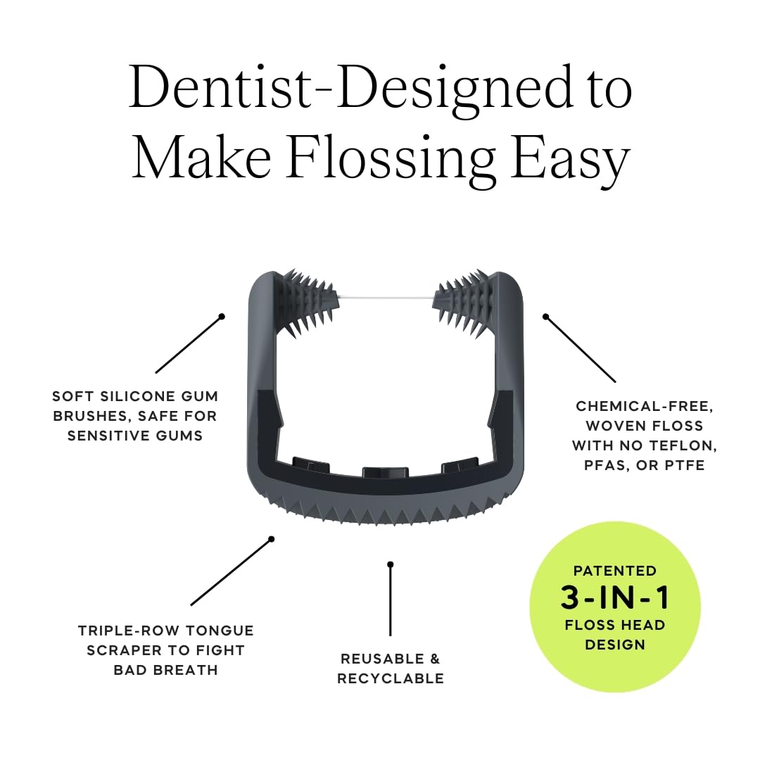 Slate Flosser Floss Head Refills (Gray, 20-Pack Refills)