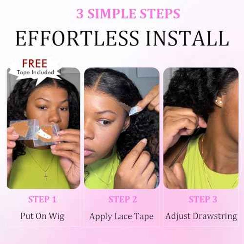 7x5 Deep Wave Lace Front Wigs Human Hair Drawstring Wear and Go Glueless Wigs Human Hair Pre Plucked Pre Cut 200 Density Curly Lace Front Wig for Women Beginner Friendly Glueless Deep Wave Wig 18 Inch