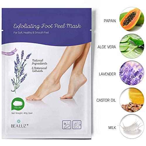2 Pairs Foot Peel Mask Exfoliant for Soft Feet in 1-2 Weeks, Exfoliating Booties for Peeling Off Calluses & Dead Skin, For Men & Women Lavender by BEALUZ