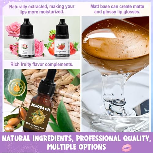 JCOOS DIY Lip Gloss Making Kit - 63PCS Diamond Matte Lip Gloss Base, Tubes & Pigment - Teen Girl Gifts