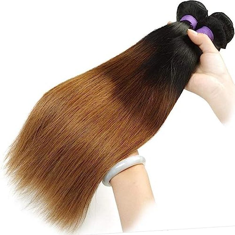 Ombre Straight Human Hair 1 Bundle Brazilian Straight Weave 100% 3 Tone 1b 4 30 Color Ombre Brazilian Straight Bundle Brazilian Virgin Ombre Human Hair Bundle for Black Women 22"