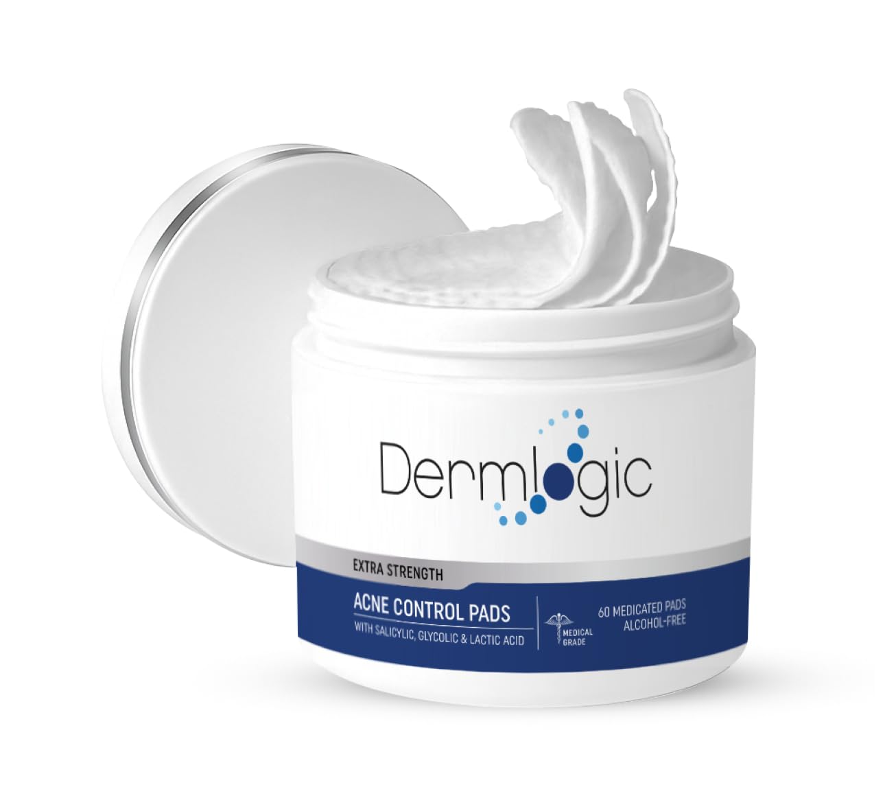 Dermlogic Acne Treatment Pads - Glycolic, Lactic & Salicylic Acid for Oily Skin | Clears Clogged Pores & Breakouts