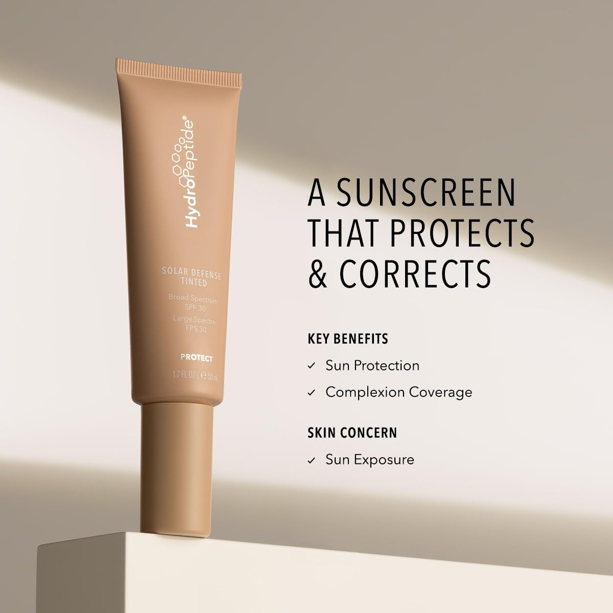 HydroPeptide Solar Defense Face SPF 30 Sunscreen, Tinted (1.7 Fl Oz) & Sun Slick Stick SPF 50 (0.42 oz) Bundle