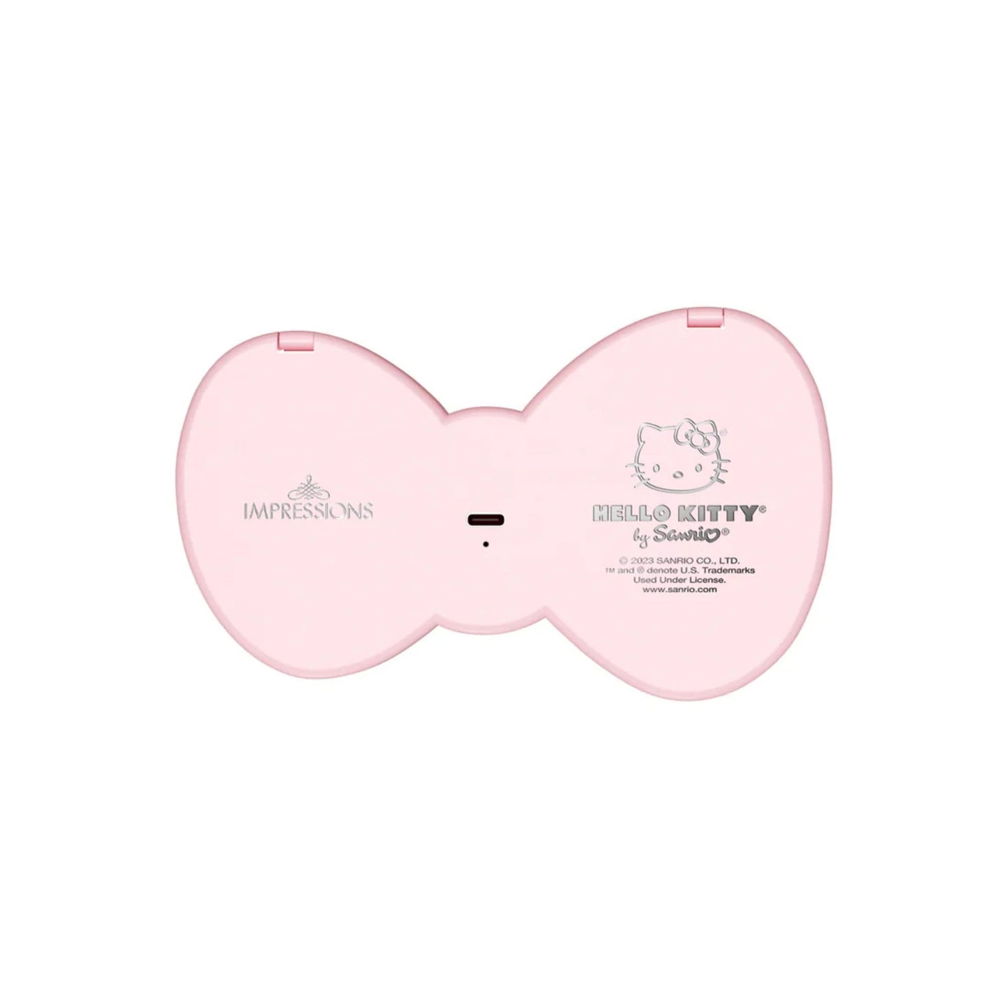 Impressions Vanity Hello Kitty Bow LED Compact Mirror, Double Sided Cute Travel Makeup Mirror, Soft Touch Button with Slide Down Auto Shut Off (Small)