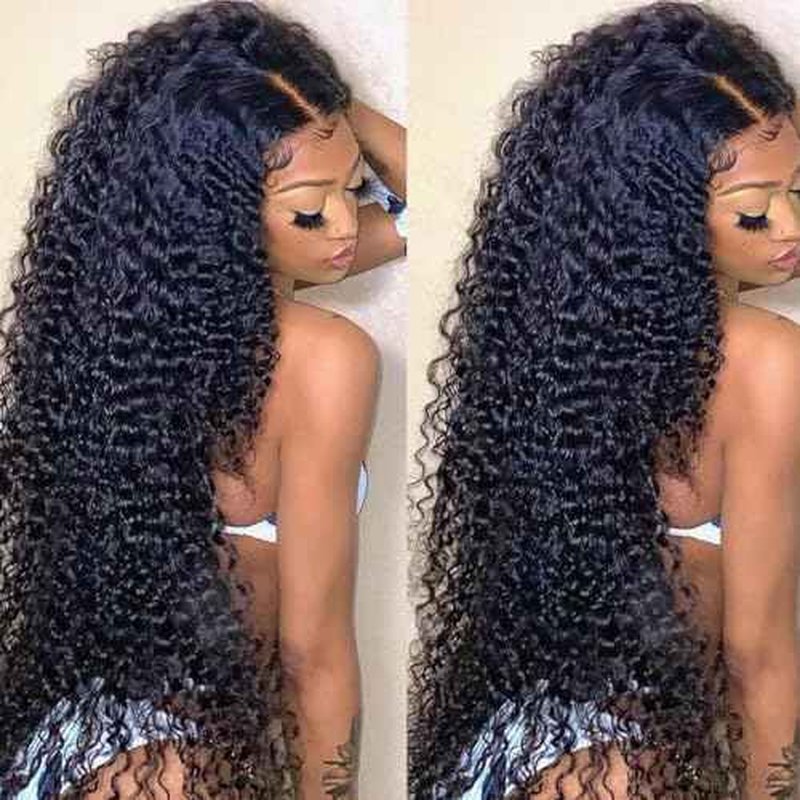 MSGEM Deep Wave Lace Front Wigs Human Hair Deep Curly 13x6 HD Lace Front Wigs Human Hair 180 Density 24 inch 12A Curly Hair Transparent Lace Frontal Wigs for Women Pre Plucked Natural Color