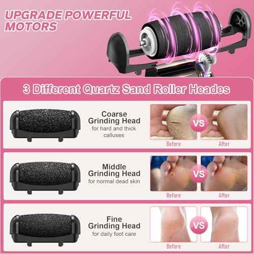 Electric Foot File - Callus Remover for Feet, Adjustable 3 Speed Foot Callus Remover with 16 in 1 Pedicure Tools Professional Foot Care, to Remove Dead Skin and Calluses Hard Skin Dry Cracks (Black)