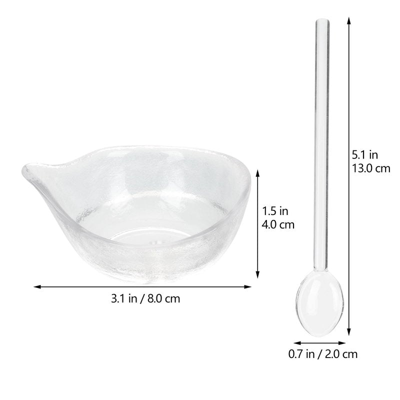 Zerodeko Glass Facial Mask Mixing Bowl Set with Spoon 3.14X2.36X1.57 Inch for Diy Skincare Essential Oil Mixing Home and Salon Beauty Tool