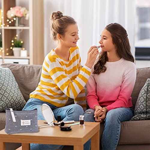 Qikuver Canvas Cosmetic Bags, 2 Pieces Cosmetic Bags for Women, Makeup bag Cute Cosmetic Bag Organizer Small Mini Makeup Pouch for Purse Toiletry Bag