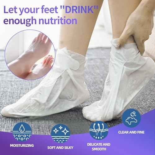 Moisturizing Foot Mask 5 Pack,Hydrating Foot Masks for Dry Cracked Feet,Moisturizing Socks Dry Skin Moisturizer for Soft and Smooth Touch Feet,Foot Care Spa Gifts for Women Men Stocking Stuffers