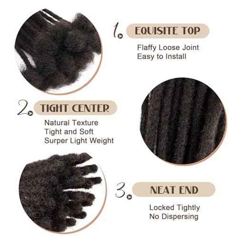 0.6cm Thickness Real Human Hair Dreadlock Extensions 4 Inch 60 Strands Full Handmade Permanent Locs Extensions Human Hair Can Be Dyed and Bleached