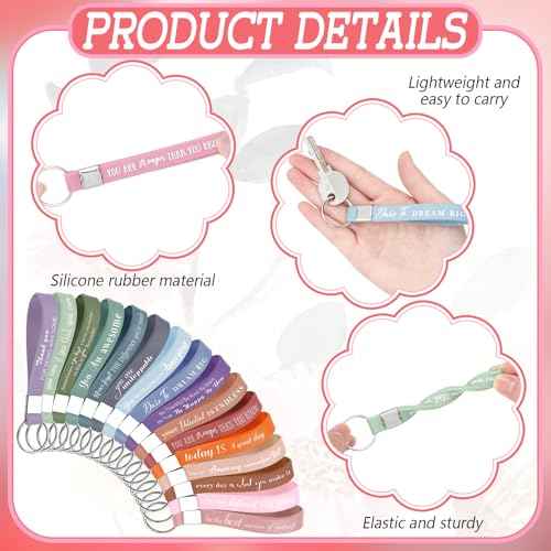 Hillban 32 Pcs Canvas Cosmetic Makeup Bag Women Christmas Inspirational Gifts Travel Toiletry Makeup Bag Pouch with Inspirational Keychains for Christmas Women Teacher Appreciation Gift(Flowers)