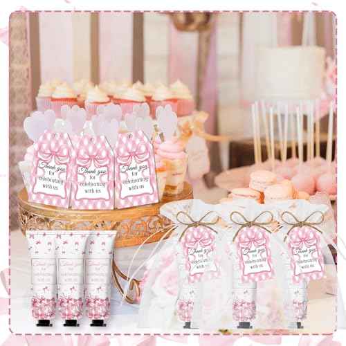 50 Pcs Pink Bow Gifts Hand Cream Bulk for Women,Girls Favors Gifts for Bachelorette Mini Travel Hand Lotion Bulk for Guest Wedding Bridal Engagement Baby Shower Thanksgiving Christmas Party Stuffers