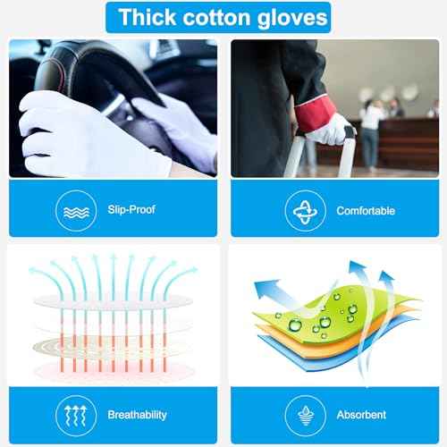 5Pairs (10Pcs) Moisturizing Gloves Overnight for Men and Women, Washable SPA White Cotton Gloves for Dry Hands Eczema Work Inspection Service Performance