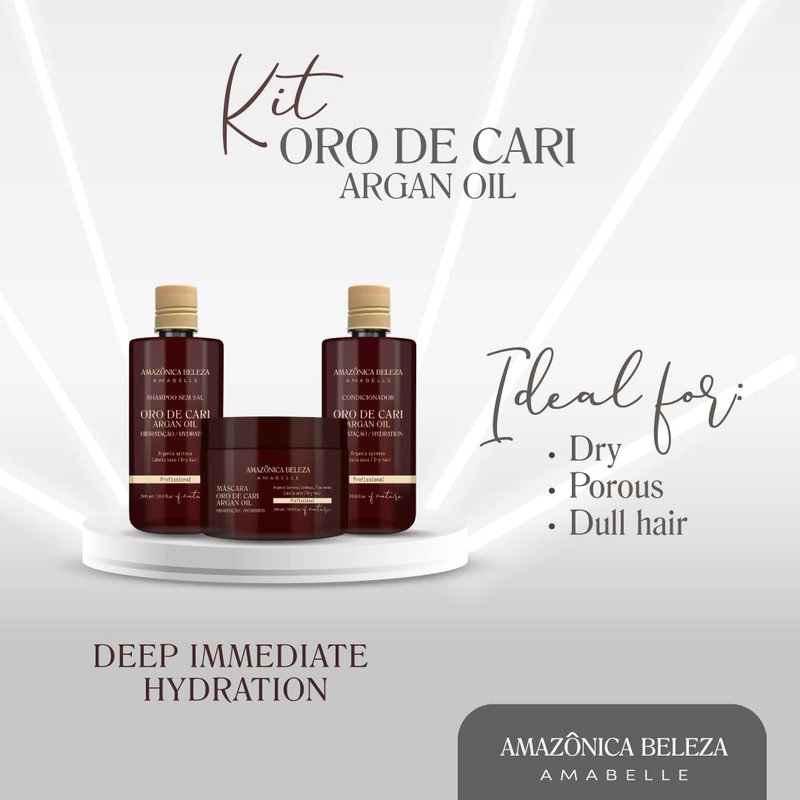 Intensive Hydration Hair Care Kit - Argan Oil & Vitamin E Shampoo, Conditioner & Mask | 10 Oz