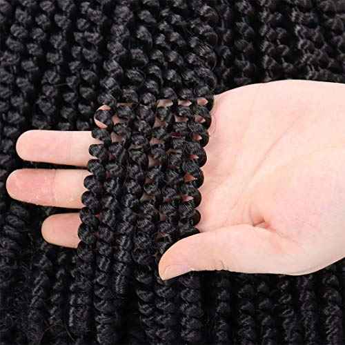 Spring Twist Hair - 8 Inch 6 Packs Spring Twists Crochet Hair for Women Black Synthetic Braiding Hair Low Temperature Fluffy Twist Hair Extensions, 1B