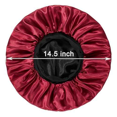 2pcs Bonnet for Men, Bonnets for Women, Satin Silk Hair Bonnet for Sleeping, Reversible Double Layer Wide Band Sleep Cap for Curly Hair Braids
