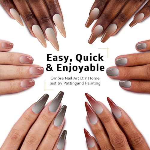 Sponge Pat Paint Nail Gel & Tools Kit, 9 Colors Ombre Nails Gradient Gel Nail Blush Blooming Aura Nails Drawing Stripper Floral Painting Nail Art, No Wipe, UV/LED Curing (9 Colors Set F)