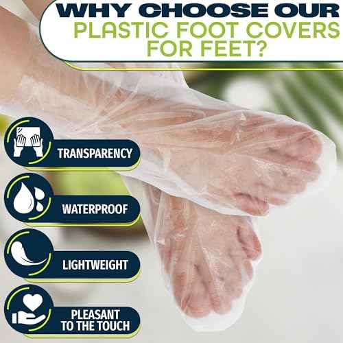 200 Pcs Plastic Foot Covers for Feet ? Leak-Proof, Ribbed Anti-Slip Design with 200 Stickers for a Secure Fit ? Plastic Foot Gloves for Moisturizing, Paraffin Wax Bags | Self Care & Holiday Gifting
