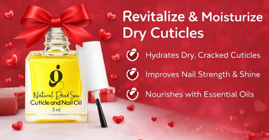 Dead Sea Cuticle & Nail Oil 5ml | Strengthens Nails & Deeply Moisturizes Dry, Cracked Cuticles | With Jojoba, Argan, Olive, Almond & Castor Oils + Vitamin E | Nail Repair & Growth Treatment