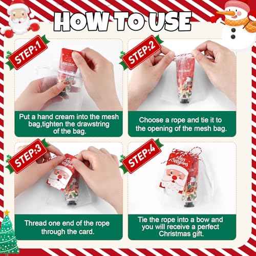 VESPRO 50 Sets Christmas Hand Cream Gift for Women, Hand Lotion for Christmas Party Favors with Christmas Cards and Organza Gift Bags, Christmas Decorations and Stocking Stuffers Gifts for Women