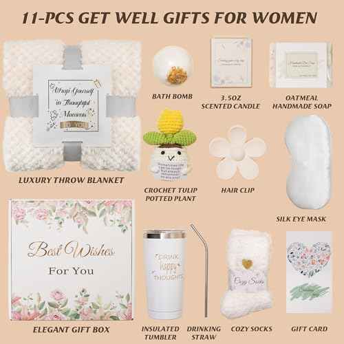 Self-Care Gift Set for Women, Get Well Soon Gift Baskets, Spa Unique Birthday Gifts Box Feel Better Care Package, Inspirational Sympathy Thinking of You Gifts for Mom, Wife, Sister, Girlfriend,Friend