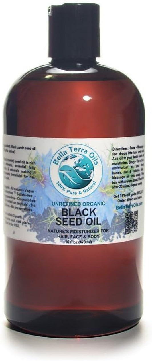 Black Seed Oil 16 oz - Cold-Pressed Antioxidant Oil for Radiant Skin | Natural Skincare Solution