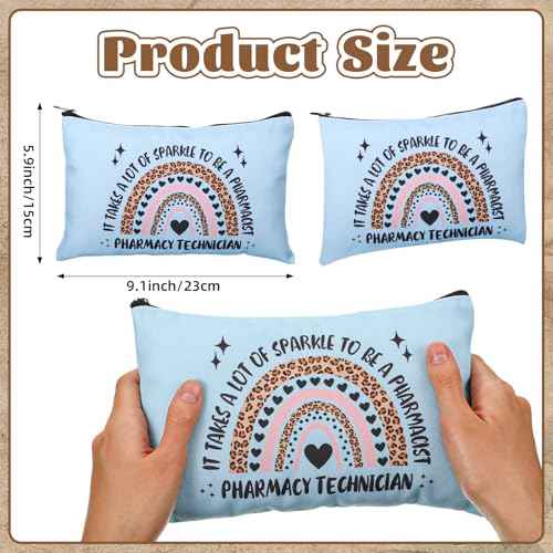 Kacctyen 9 Pcs Pharmacy Technician Gifts for Women Canvas Pharmacist Makeup Bag Canvas Zipper Cosmetic Bags Funny Pharmacy Technician Accessories for Pharmacist Nurse Coworker Medical Assistant