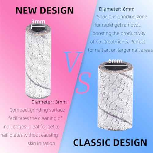 100 Pcs (180 Grit White) Small Sanding Bands Nail Drill Bit,Nail Drill Bits,Extreme Fine Grit Mini Sanding Band,Nail Bits,Upgrade 3.1mm Mandrel Bits,Professional Nail Drill Bit for Acrylic Nails