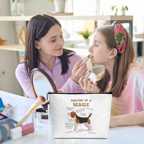Beagle Lover Gift Anatomy Of A Beagle Makeup Bag Dog Lover Gifts Birthday Christmas Graduation Gifts for Animal Lover Dog Lover Woman Girl Mom Daughter Travel Bag-A03