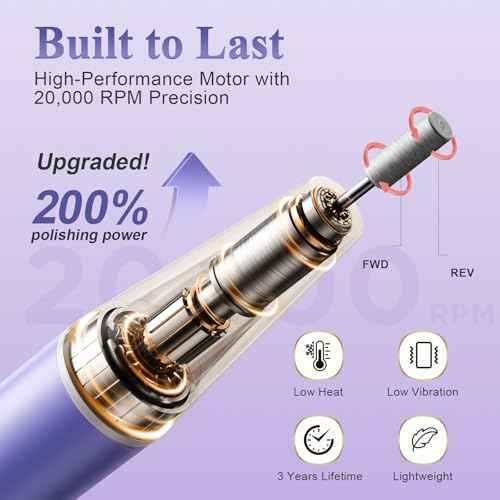Cordless Nail Drill Kit - 9 Speed Wireless Electric Nail File with LED Display, Portable Nail Drill Machine for Acrylic Gel Nails, Rechargeable 20000RPM Hand Feet Grind Trim Tool for Women Men Baby